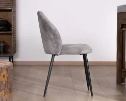 Outlet Lot de 4 chaises de repas contemporaines en velours côtelé gris 