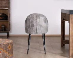 Outlet Lot de 4 chaises de repas contemporaines en velours côtelé gris 