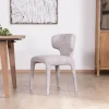 New Lot de 2 chaises de repas contemporaines “Milano” en tissu chiné gris clair à habillage intégral Chaise