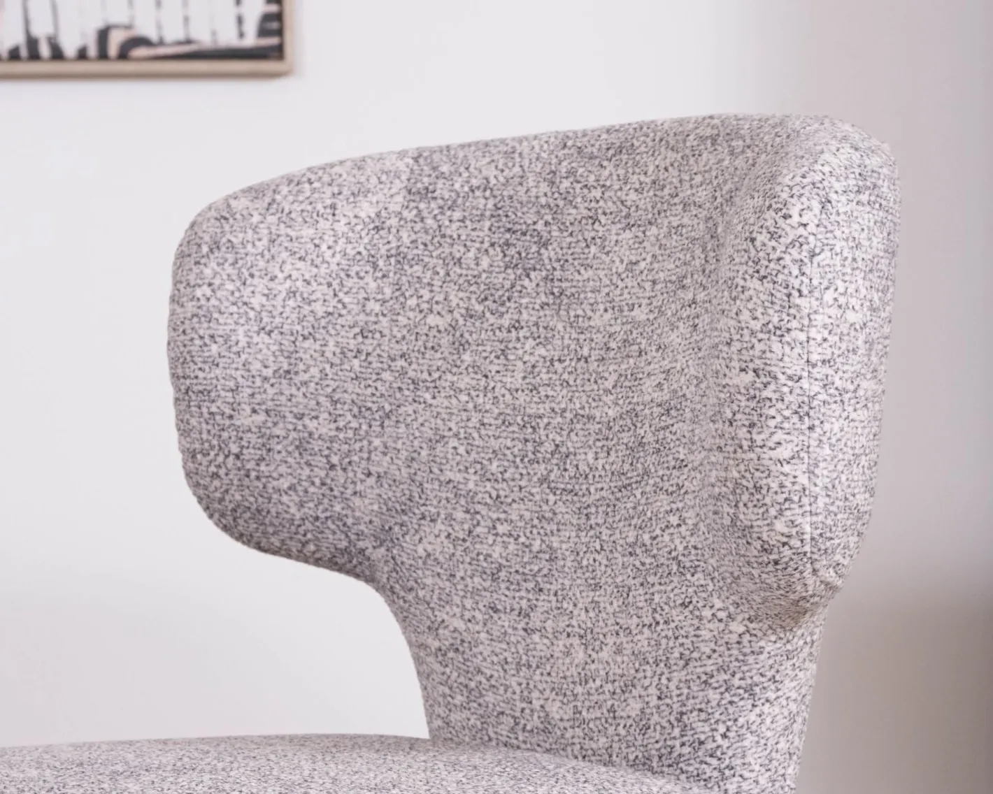 New Lot de 2 chaises de repas contemporaines “Milano” en tissu chiné gris clair à habillage intégral Chaise