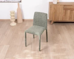 Hot Lot de 4 chaises de repas contemporaines “Otto” revêtement textile intégral en tissu vert sauge chiné Chaise