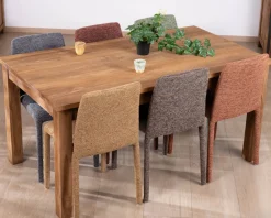 Hot Lot de 4 chaises de repas contemporaines “Otto” revêtement textile intégral en tissu vert sauge chiné Chaise