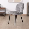 Online Lot de 2 chaises de repas contemporaines en tissu bouclette gris ultra doux "Kinsac" Chaise