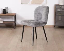 Online Lot de 2 chaises de repas contemporaines en tissu bouclette gris ultra doux "Kinsac" Chaise