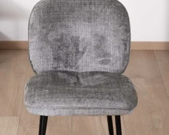 Online Lot de 2 chaises de repas contemporaines en tissu bouclette gris ultra doux "Kinsac" Chaise
