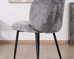 Online Lot de 2 chaises de repas contemporaines en tissu bouclette gris ultra doux 