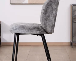 Online Lot de 2 chaises de repas contemporaines en tissu bouclette gris ultra doux 