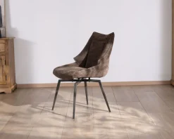 Sale Lot de 2 chaises de repas couleur chocolat et pieds métal design "Niko" Chaise