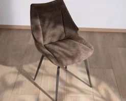 Sale Lot de 2 chaises de repas couleur chocolat et pieds métal design
