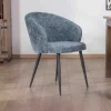 Lot de 2 chaises de repas design en tissu bleu et pieds métal noirs "Kandy" Chaise