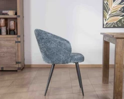 Lot de 2 chaises de repas design en tissu bleu et pieds métal noirs "Kandy" Chaise