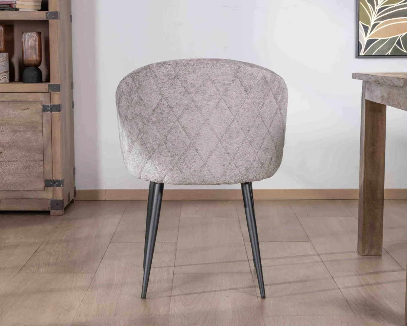 Hot Lot de 2 chaises de repas design en tissu gris clair et pieds métal noirs "Kandy" Chaise