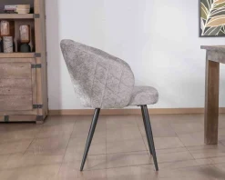 Hot Lot de 2 chaises de repas design en tissu gris clair et pieds métal noirs