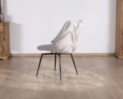 Online Lot de 2 chaises de repas design et enveloppantes en tissu gris clair 