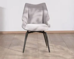 Online Lot de 2 chaises de repas design et enveloppantes en tissu gris clair 