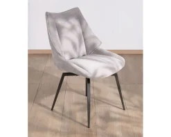 Online Lot de 2 chaises de repas design et enveloppantes en tissu gris clair 