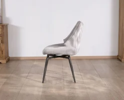 Online Lot de 2 chaises de repas design et enveloppantes en tissu gris clair 