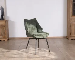 Online Lot de 2 chaises de repas design et enveloppantes "Niko" tissu vert kaki Chaise