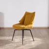 Clearance Lot de 2 chaises de repas design vintage "Niko" tissu jaune moutarde Chaise