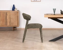 Sale Lot de 2 chaises de repas design recouvrement total en tissu bouclettes kaki