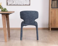 Sale Lot de 2 chaises de repas design sculptural en tissu bleu foncé