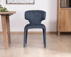 Sale Lot de 2 chaises de repas design sculptural en tissu bleu foncé