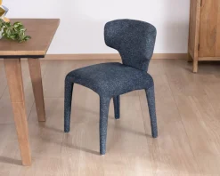 Sale Lot de 2 chaises de repas design sculptural en tissu bleu foncé