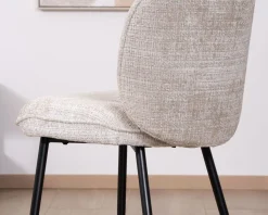 Lot de 2 chaises de repas design arrondi en tissu bouclette gris beige "Kinsac" Chaise