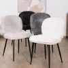 Best Lot de 2 chaises de repas design arrondi en tissu noir et pieds métal "Kinsac" Chaise