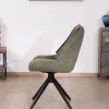 New Lot de 2 chaises de repas design contemporain en tissu vert "Webber" pied pivotant en métal noir Chaise