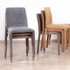 Online Lot de 4 chaises de repas empilables avec habillage intégral "Otto" en tissu tramé rouge Chaise