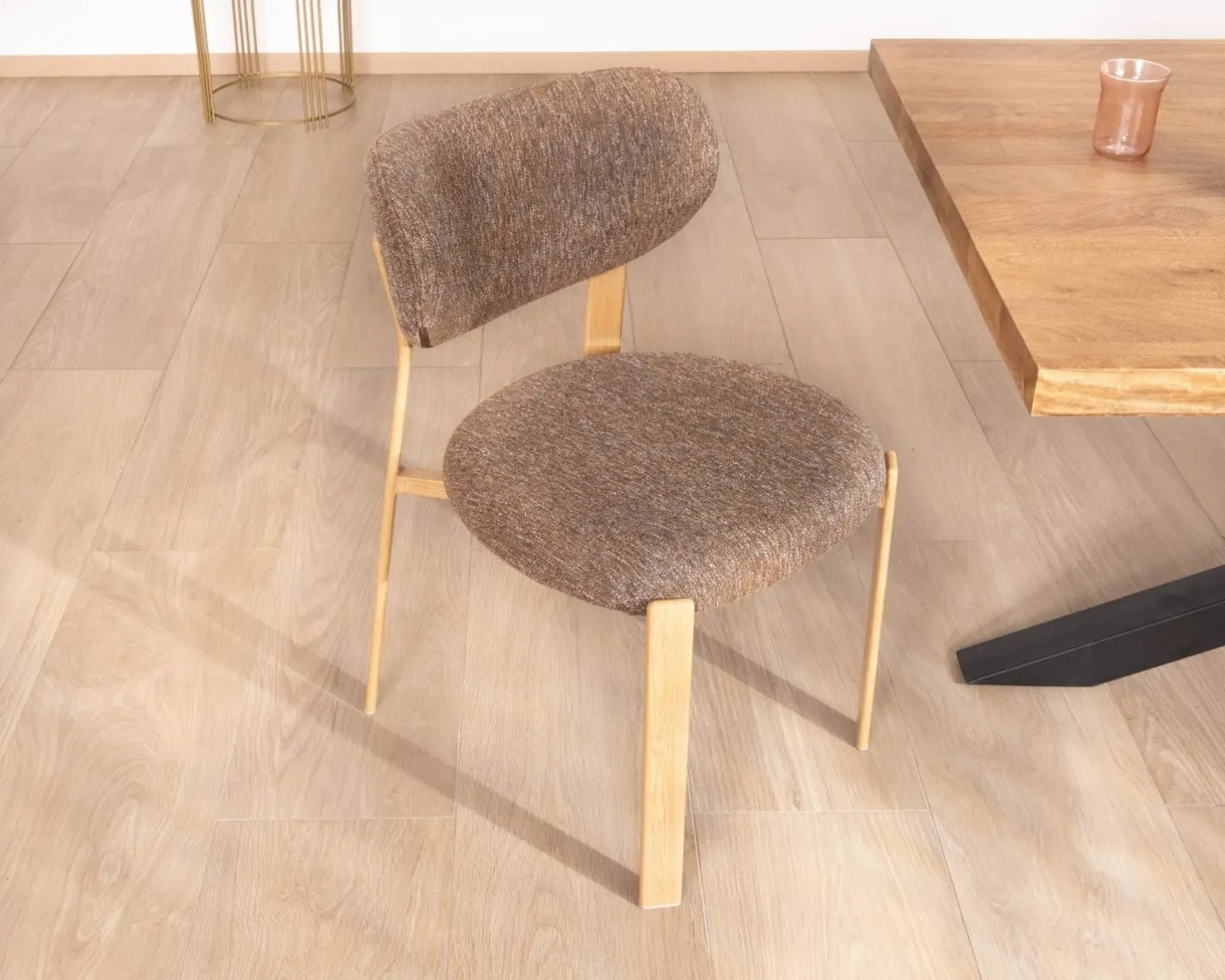Best Lot de 2 chaises de repas empilables design et chaleureuses "Staccato" tissu tramé marron et pieds aspect chêne Chaise