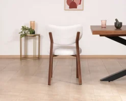 Hot Lot de 2 chaises de repas empilables esprit rétro en tissu tramé blanc 
