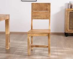 Outlet Lot de 2 chaises de repas en manguier brut 