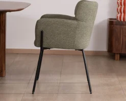 Discount Lot de 2 chaises de repas en tissu kaki et pieds métal