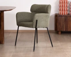 Discount Lot de 2 chaises de repas en tissu kaki et pieds métal