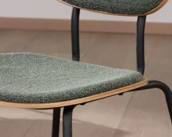 Sale Lot de 4 chaises de repas en tissu vert "Lino" style rétro Chaise