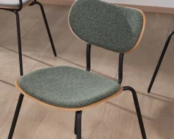Sale Lot de 4 chaises de repas en tissu vert 