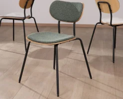 Sale Lot de 4 chaises de repas en tissu vert 