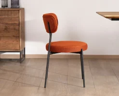 Hot Lot de 2 chaises de repas en tissu terracotta et pieds métal style rétro 