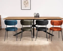Hot Lot de 2 chaises de repas en tissu terracotta et pieds métal style rétro 