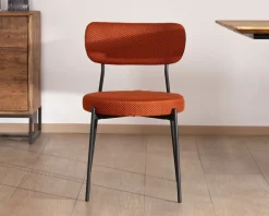 Hot Lot de 2 chaises de repas en tissu terracotta et pieds métal style rétro 