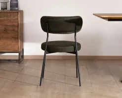Hot Lot de 2 chaises de repas en tissu vert olive et pieds métal design minimaliste "Lato" Chaise