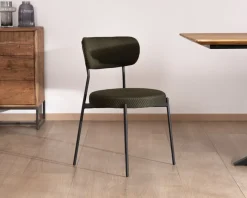 Hot Lot de 2 chaises de repas en tissu vert olive et pieds métal design minimaliste 