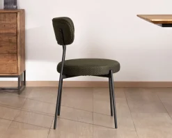 Hot Lot de 2 chaises de repas en tissu vert olive et pieds métal design minimaliste 