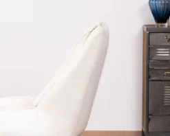 Sale Lot de 2 chaises de repas en tissu blanc et pied pivotant en métal