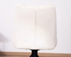 Sale Lot de 2 chaises de repas en tissu blanc et pied pivotant en métal
