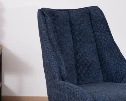 Sale Lot de 2 chaises de repas en tissu bleu nuit