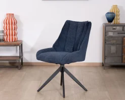Sale Lot de 2 chaises de repas en tissu bleu nuit