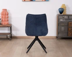 Sale Lot de 2 chaises de repas en tissu bleu nuit